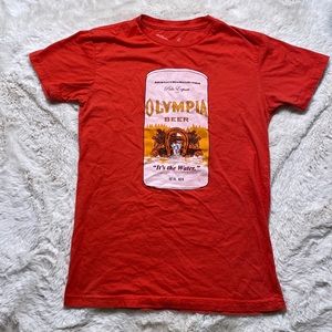 Worn Free Kurt Cobain Olympia Beer T-Shirt. Size: Small - fitted.